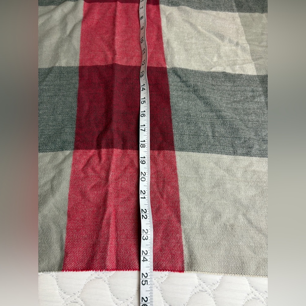 Red, grey, and black soft scarf - Picture 5 of 5